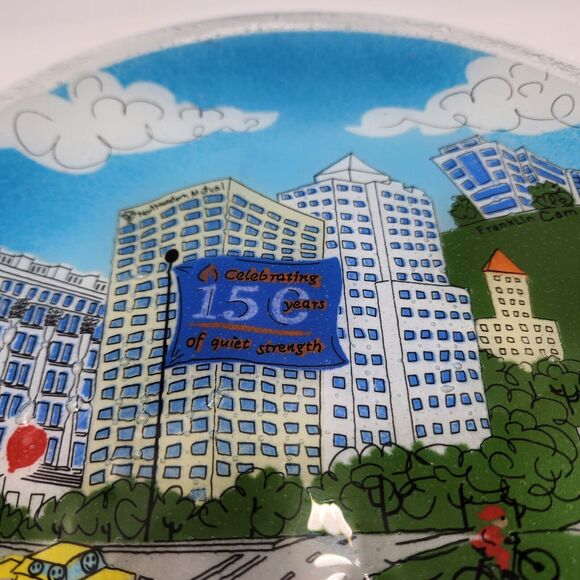 Peggy Karr Fused Glass Plate Milwaukee 150 Years Lake Michigan 10” Northwestern - Picture 3 of 6